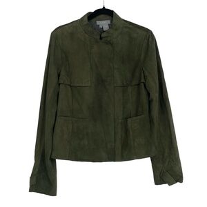 ECCOCI Women's Olive Green Suede Stand Collar Vintage‎ Outerwear Jacket Size 8